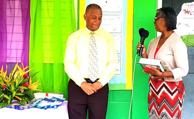 Hon. Evelyn donates school supplies to Joycelyn Liburd Primary School