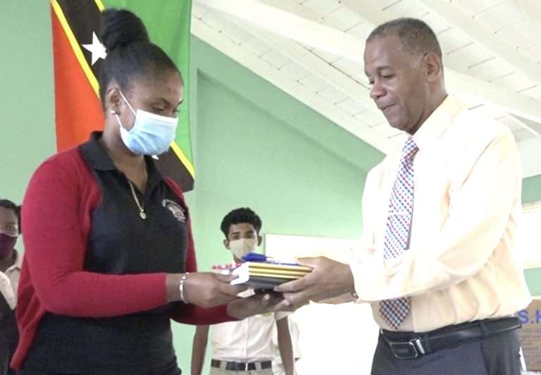 Gingerland Secondary students grateful for school supplies donated by Hon. Eric Evelyn